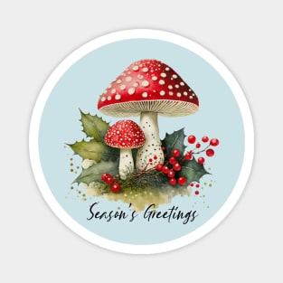 Season's Greetings Mushroom Magnet